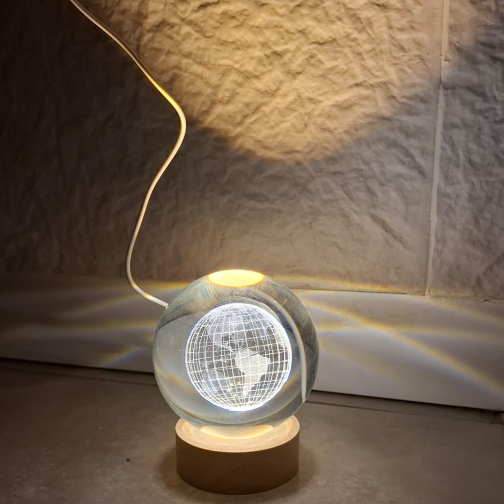 Esfera Cristal 3d Led Luz De Noche